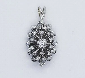 Antique Vintage Large White Gold Cluster Star Shape Genuine Diamond Drop Pendant - Picture 1 of 8