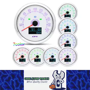 12v - 24v 85mm Hole White GPS Speedo 0-200kmh odo trip white 7 color backlight - Picture 1 of 10