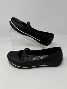 Crocs Crocband Mary Jane Black w/White Size 7 Slip On Shoes W7 EUC - Picture 1 of 8