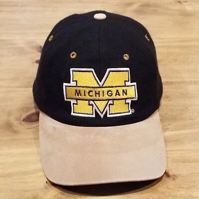 Gorra Michigan Wolverines Starter Gorra Correa Trasera Gamuza Bill Mezcla Lana Años 90 Foto 1 de 4