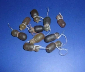 10 ANTIQUE Egypian Chandelier AMBER Glass PEAR,GRAPE, PRISMS 7/8"--1 1/8" L #51 - Picture 1 of 3