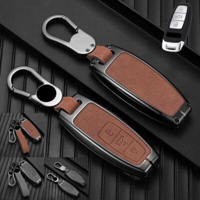 Zinc Alloy Leather Car Key Fob Case Cover For Audi A3 A6 A7 A8 S8 Q8 S3 S6 RS6 - Image 1 of 4