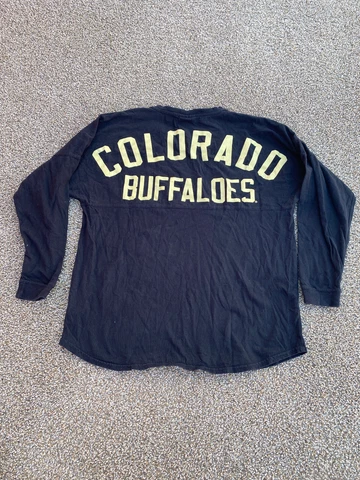Colorado Buffaloes Shirt Mens S Black Pullover Long Sleeve NCAA Spell Out Logo Cover