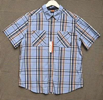 Merrell Outdoor Shirt Blue Orange Plaid Cotton Short Sleeve Men's Size XXL NWTS - Image 1 of 4
