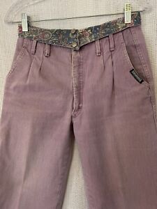 Circle T Roughrider Jeans S Purple High Rise Floral Foldover Waist Bareback Rare