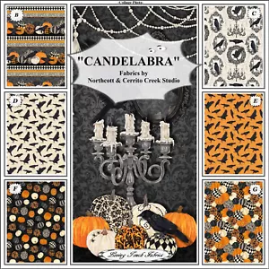 NORTHCOTT, CANDELABRA, CERRITO CREEK, PUMPKINS, RAVENS, HALLOWEEN, FALL, FABRICS - Picture 1 of 13