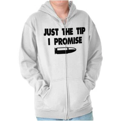 Moletom com capuz Funny Pro Guns Bullet Just The Tip I Promise masculino com zíper - Imagem 1 de 4