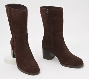 Vince Camuto Water Repellent Suede Mid Shaft Boots Root Beer 9/M New - Picture 1 of 1