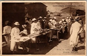 CHILE SOUTH AMERICA COSTUMBRES NACIONALES - MARKET PLACE - OLD POSTCARD - Picture 1 of 2