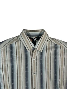 1 Like No Other Men’s Striped Floral Design Long Sleeve Shirt - Size Large - Picture 1 of 9