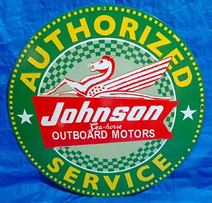 Johnson Authorized Service Porcelain Enamel Sign 30 X 30 Inches 1 sides - Picture 1 of 6
