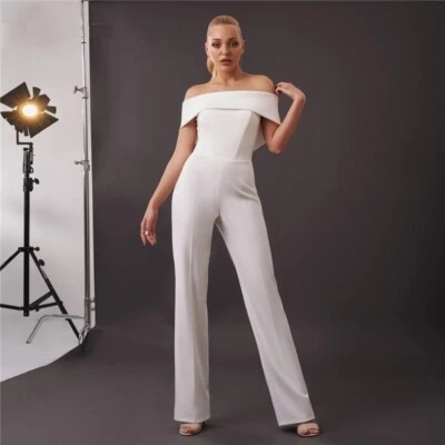 Mameluco blanco para ella, vestido de novia personalizado, vestido de recepción de boda Foto 1 de 4