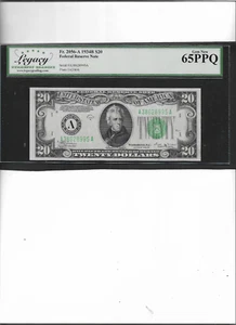 FEDERAL RESERVE NOTE FR. 2056-A 1934B 420 GEM NEW 65PPQ - Picture 1 of 2