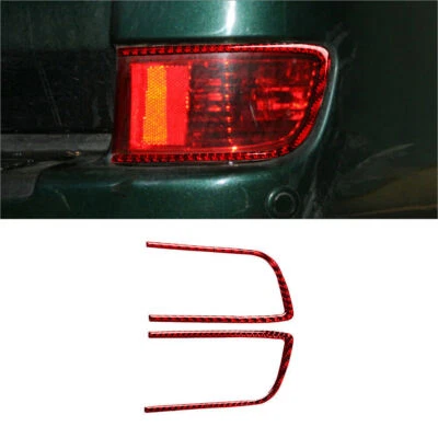 Tira de ajuste de cubierta de luz trasera de fibra de carbono roja para Toyota Land Cruiser Prado Foto 1 de 4