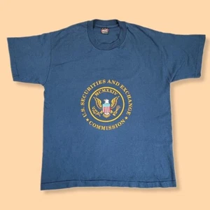 Camiseta de Colección Para Hombres Grande Comisión de Bolsa y Valores Gráfica L Azul - Imagen 1 de 5