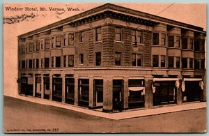 Windsor Hotel Mount Vernon WA Washington 1911 DB Postcard J1 - Picture 1 of 2