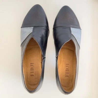 Mocasines de cuero de tacón bajo Fidji estilo vintage años 40 EU 43 US 12 Foto 1 de 4