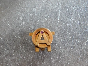 60 Year Old 10K Gold Alpha Omicron Pi Sorority Pin w/Ruby - Picture 1 of 5