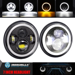 2x Faros LED de 7 pulgadas haz alto DRL ojos de ángel para Jeep Wrangler JK 1997-2017 - Imagen 1 de 12