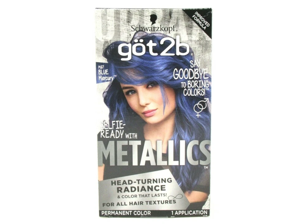 2 Schwarzkopf Got2b Metallics Permanent M67 Blue Mercury