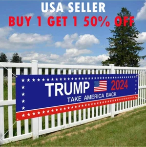 10' x 1.6' Donald Trump 2024 Garden Flag Take America Back - Picture 1 of 4