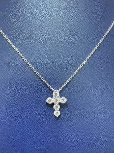 14k white gold 18 “ necklace with diamond cross pendant 1.00 Cts - Picture 1 of 7