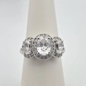 TACORI 925 Sterling Silver Oval CZ BLOOM WITH LOVE Engagement Halo Ring Size 7 - Picture 1 of 12