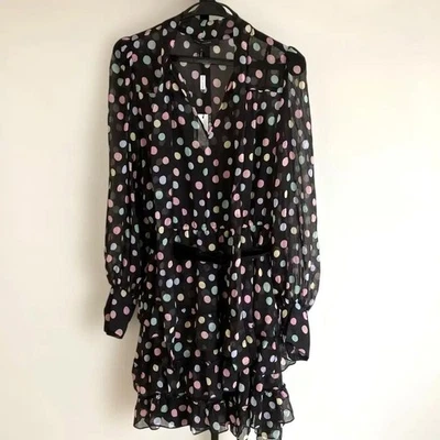 Vestido sin usar MARC JACOBS L/S poliéster punto volantes cinturón negro talla 6 Foto 1 de 4