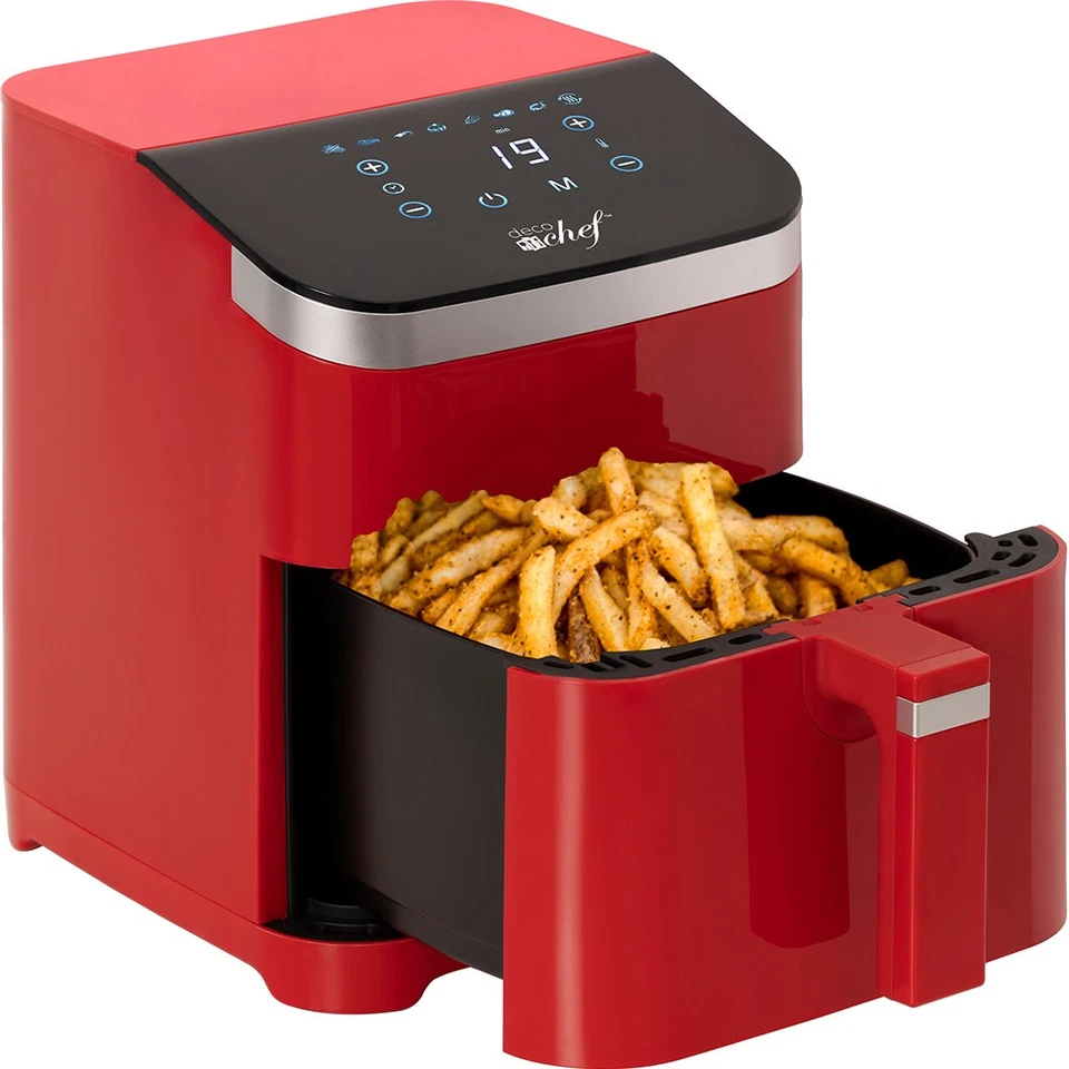 Deco Chef 5.8 QT Air Fryer in Red with 8 Smart Cooking Programs - DCDAIR05RED -