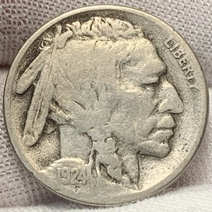 Moneda de níquel búfalo 1924-S ~ Bonitos detalles ~ Fecha semi clave ~ Escasa (L089) - Imagen 1 de 2