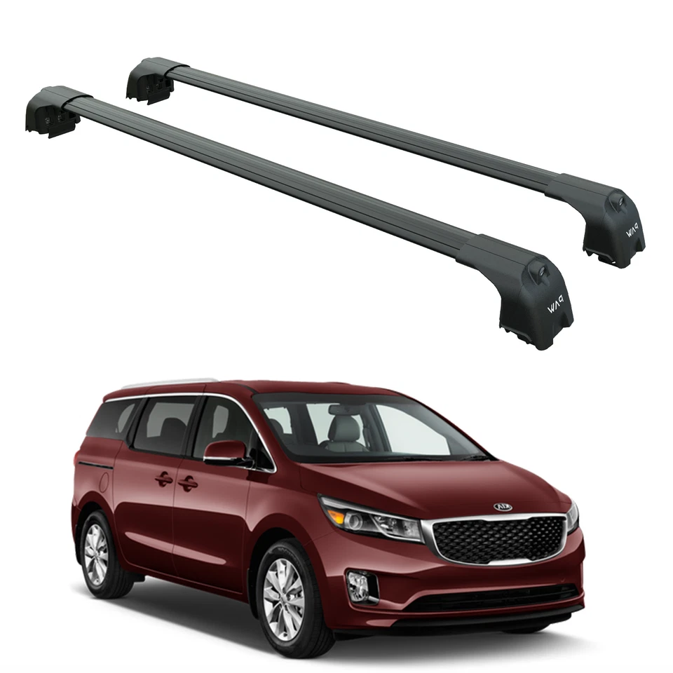 Barras transversales para portaequipajes de techo de aluminio negro para Kia Sedona 2014-2020 Foto 1 de 4