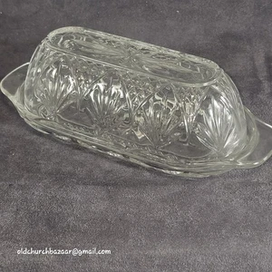 Vtg Cristal D’Arques Durand Antique Clear Glass Butter Dish USA Butterdish - Picture 1 of 10