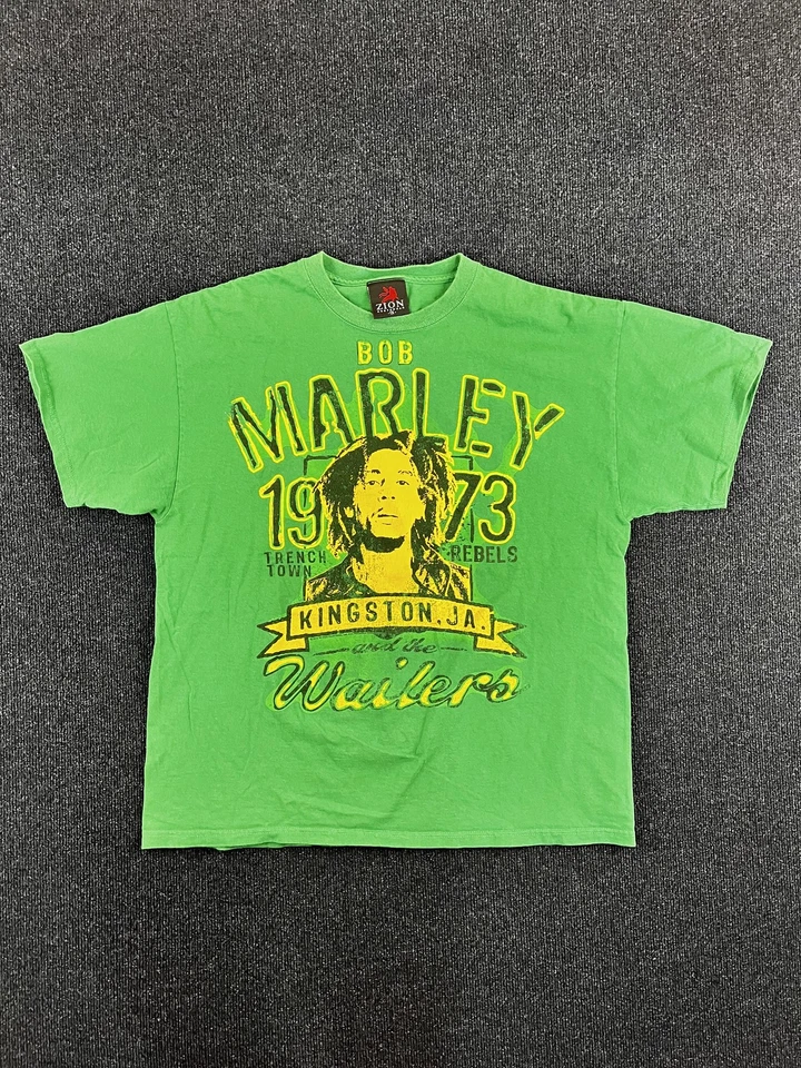 Camisa Bob Marley Para Hombres 1X Camiseta Verde Kingston Jamaica Wailers Gráfica Música Reggae Foto 1 de 4