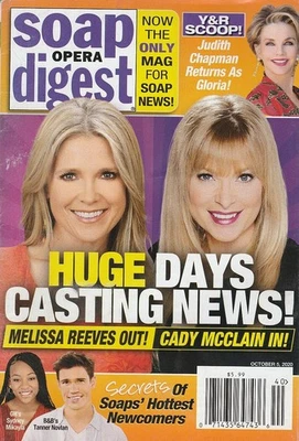 Soap Opera Digest Oct 5, 2020 CADY MCCLAIN-IAN BUCHANAN-CAIT FAIRBANKS-NEWCOMERS - Image 1 of 4