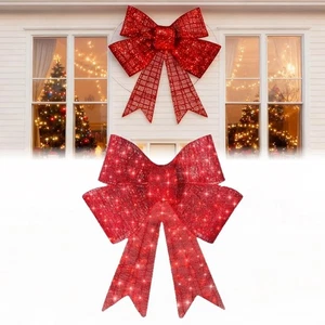 24 Zoll Pre-Lit XL Weihnachtsschleife Dekoration, groß Outdoor LED Urlaub Hof - Bild 1 von 9