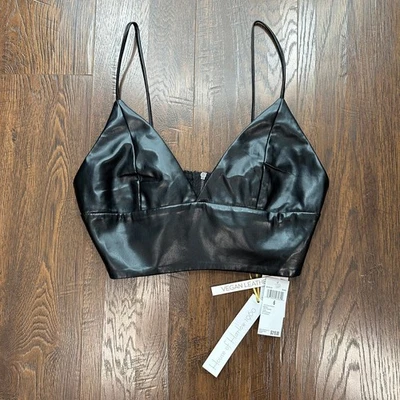 Bralette House of Harlow 1960 vegano imitación cuero Longline WMNS 6 negro cremallera trasera Foto 1 de 4