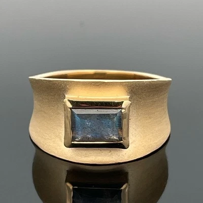RING GR. 18 (CA.56) AUS 925/- SILBER VERGOLDET MIT LABRADORIT SCHMUCKJAGD - Bild 1 von 3