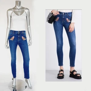 STELLA MCCARTNEY JEANS SKINNY BLAU DENIM HOSE VOGEL STICKEREI Gr. 29 42 IT 6 US - Bild 1 von 16