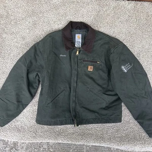 Vintage Carhartt Detroit J97 MOS Green Plaid Lined Jacket Men’s 2XL Embroidered - Picture 1 of 11