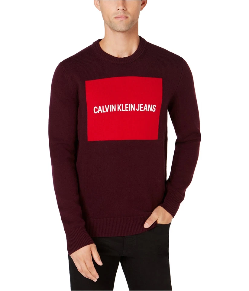 Calvin Klein мужской логотип пуловер свитер, фиолетовый, большой - Изображение 1 из 1