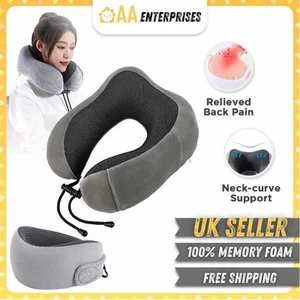 Travel Pillow Memory Foam U Shaped Neck Support Soft Head Rest Car Plane Cushion - Picture 1 of 16