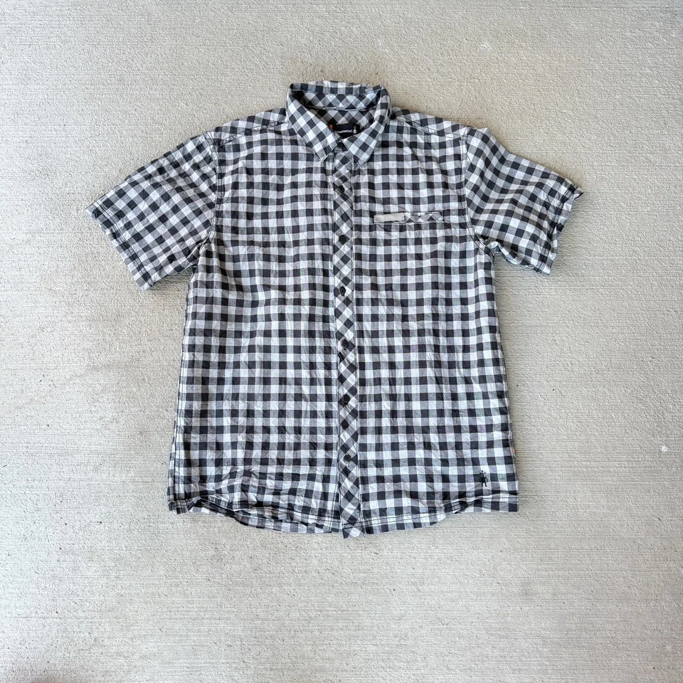 Smartwool Men’s Button Up Shirt M Short Sleeve Plaid Gingham Merino Blend - Image 1 of 4