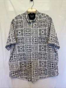 Caribbean Blue White Button Front & Collar Short Sleeve Summer Cookout Casual XL - Picture 1 of 13