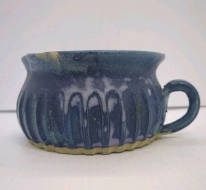 Raul Handthrown Studio Folk Art Pottery Deep Blue Pinched Spout Tureen Signed - Picture 1 of 12