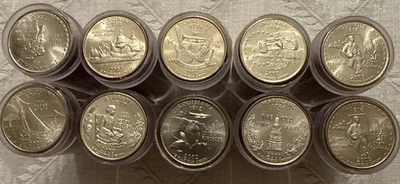 10 - Rolls of State Quarters BU Alabama Indiana Virginia Louisiana Tennessee ++ - Image 1 of 2