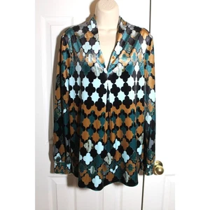 Tyler Boe Printed Velvet V-Neck Tunic sz S - Picture 1 of 3