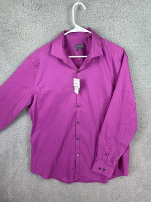 Camisa de vestir Van Heusen para hombre grande púrpura extra delgada elástica con botones nueva Foto 1 de 4