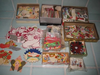 Lote Etiquetas Regalo Navidad MCM Vintage Sellos Pegatinas Años 40’s-70’s Más Sin Usar Foto 1 de 4