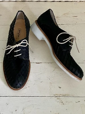 Zapatos de encaje de cuero tejido negro Paul Green para mujer EE. UU. 7,5 UK 5 tacón multicolor Foto 1 de 4