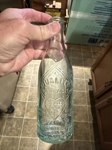Quality Beverages Embossed Soda Bottle Lima Coca Cola Bottling Co. Ohio OH - Picture 1 of 16